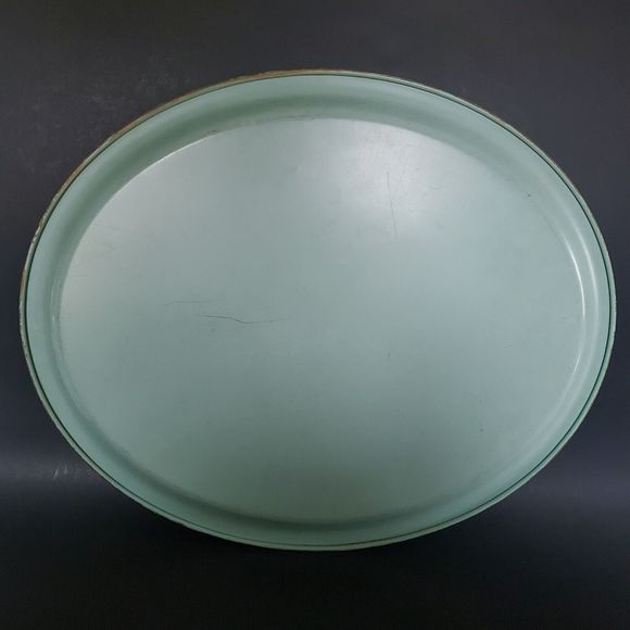 60s Toleware Hand Painted Metal Oval Tray 16.5" x 13.5" Bar Kitchen Serving Vtg - Picture 4 of 10